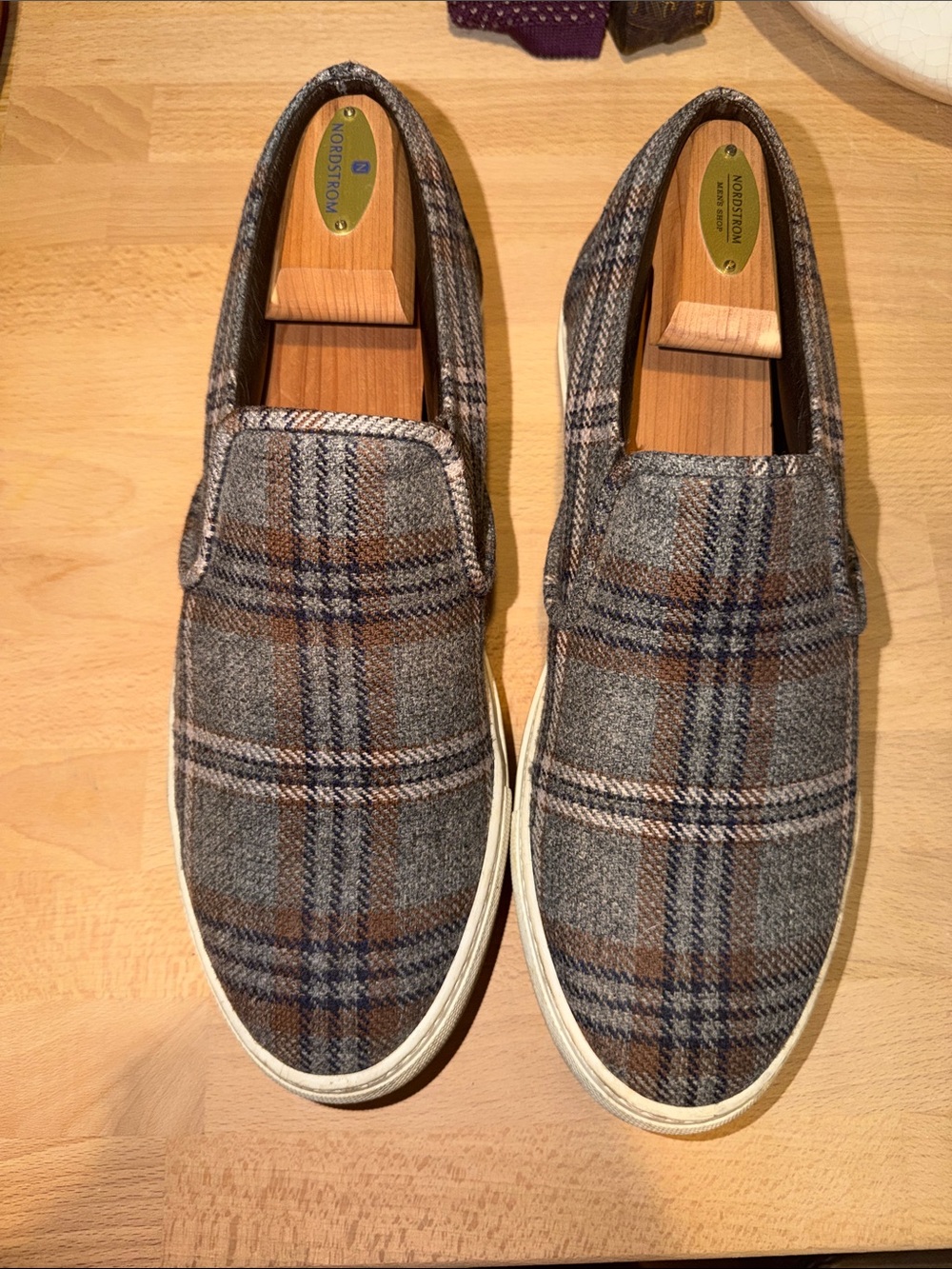 Brooks Brothers Gray Plaid Slip-On Loafers for Men